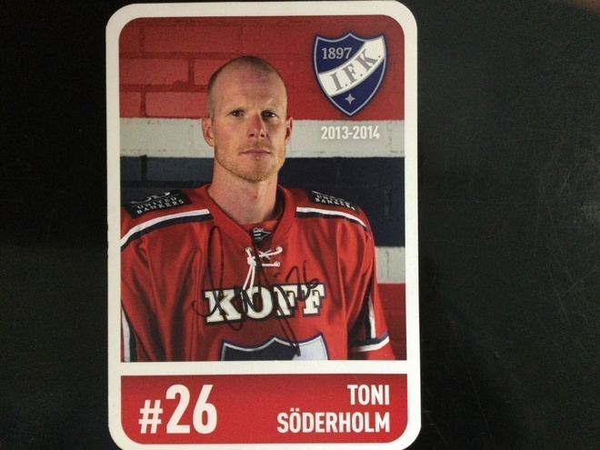 TONI SÖDERHOLM - HIFK.  KERÄILYKORTTI. AITO NIMIKIRJOITUS.