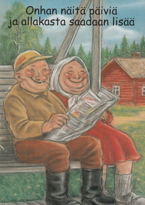 TERHO PELTONIEMI - EMÄNTÄ JA ISÄNTÄ ISTUVAT KEINUSSA - 2