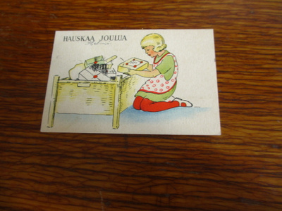 10,5x7 pk tyttö ja lahjakori kulkenut 1938