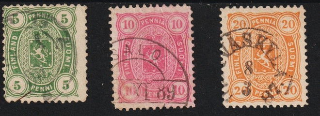 1885  5p-20p Vaakunamerkit leimattuina