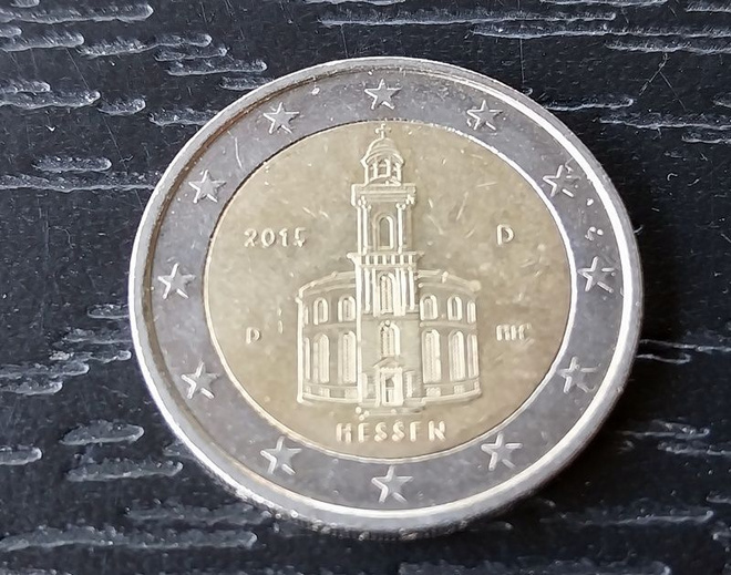 Saksa 2 erikoiseuro HESSEN Paavalinkirkko 2015 2€ juhlaraha