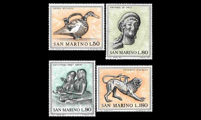San Marino 980-3 ** Etruskien taidetta (1971)