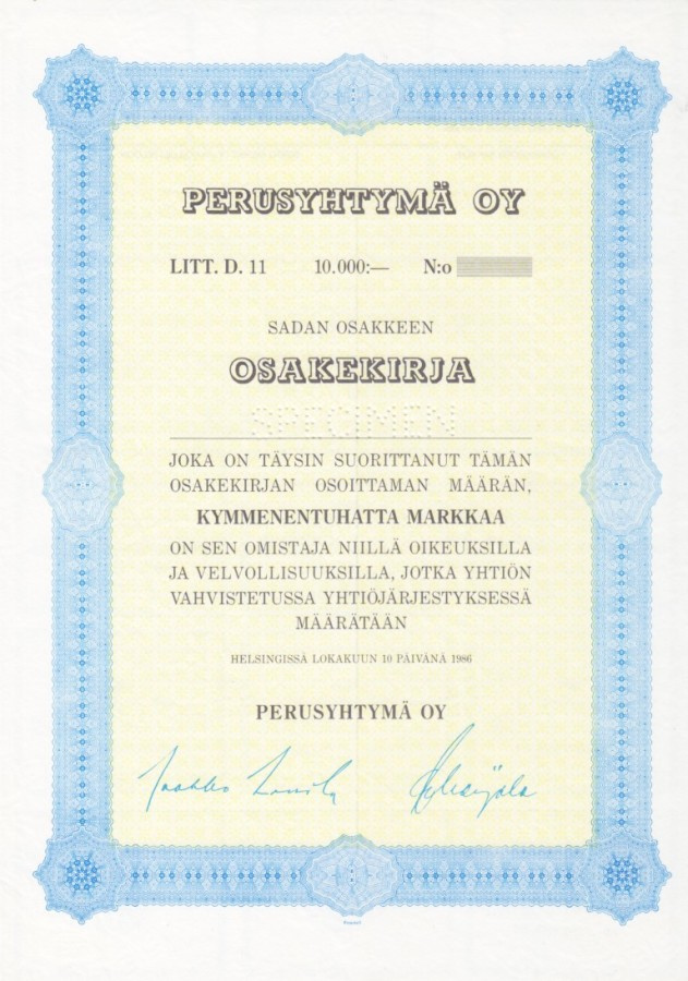 OKK 1986 Perusyhtymä Oy spec pörssi, Helsinki ( YIT )