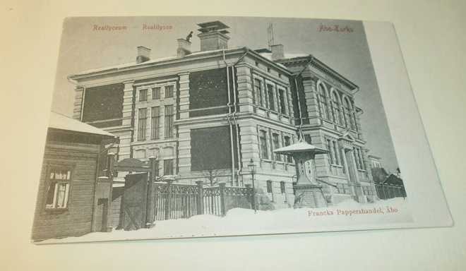 Turku, Reaalilyseo, talvikuva, vanha mv pk, ei p.