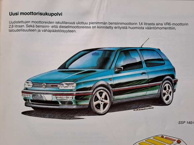 VW Golf asentajan koulutusvihko, 1992