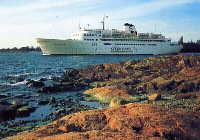 Vanha laivapostikortti S/S Svea Jarl Silja Line