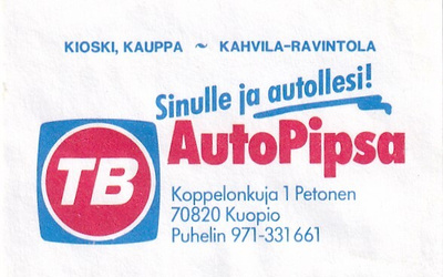 Kuopio. AutoPipsa. TB, Tulitikkuetiketti.  e178