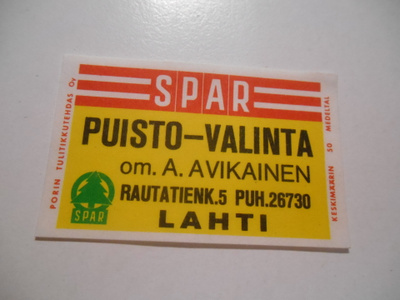 TT Etiketti SPAR Puisto-Valinta Lahti