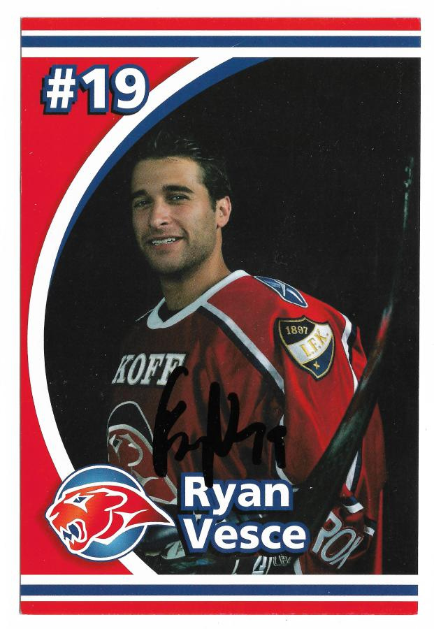 2007-08 Helsingin IFK Postikortti Ryan Vesce nimmarilla