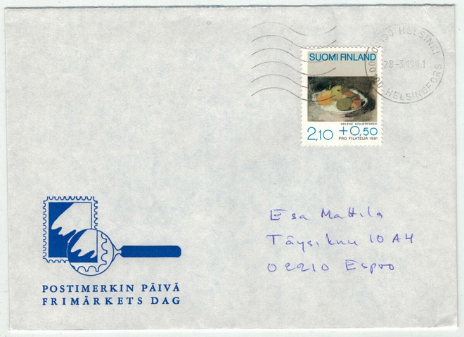 1991 pro filatelia asetelma kirje