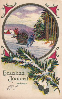 Hauskaa Joulua , toivottaa,, koululaiskortti, Ilmajoki  b643