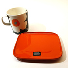 Marimekko 60v unikko muki musta + oranssi lautanen 12x15cm - pikkukuva 3