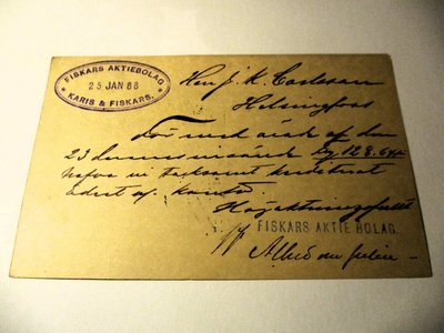 1888 Fiskars Ab von Julinin  Hangö-Hyvinge pv ehiö