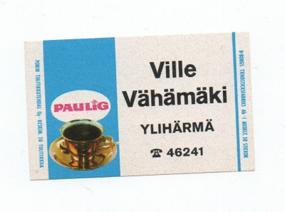 Porin Tulitikkutehdas  Ville Vähämäki Ylihärmä   Etiketti