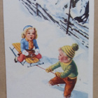 Anders Olsson: Poika vetää tyttöä kelkalla, p. 1949 - pikkukuva 1