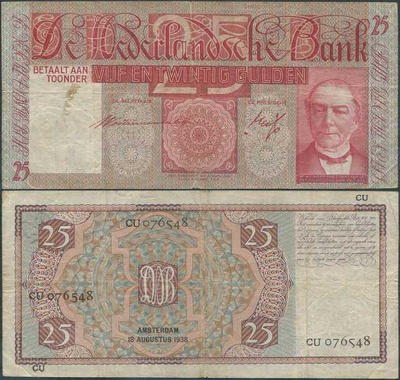 Alankomaat 25 Gulden 1938 (P-50) CU076548 VF-