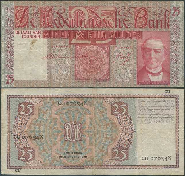 Alankomaat 25 Gulden 1938 (P-50) CU076548 VF-