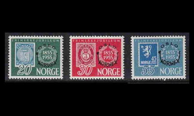 Norja 393-5 ** Oslo-Norwex postimerkkinäyttely (1955)
