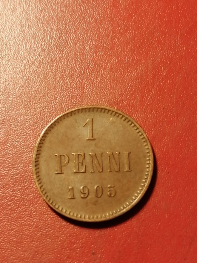 *Suomi *  1 penniä  *1905  *   Copper/Kupari *1+/EF