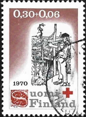 1970 Punainen Risti 0,30 + 0,06 mk leimattu LaPe 673
