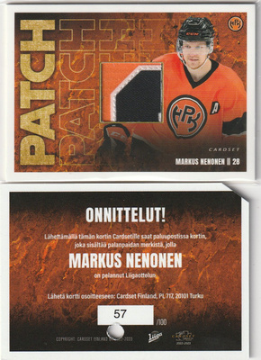 Markus Nenonen Hpk PATCH  Cardset 2022-23