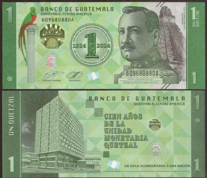 GUATEMALA 1 QUETZAL 2024 COMMEMORATIVE UNC  (K16-S84)