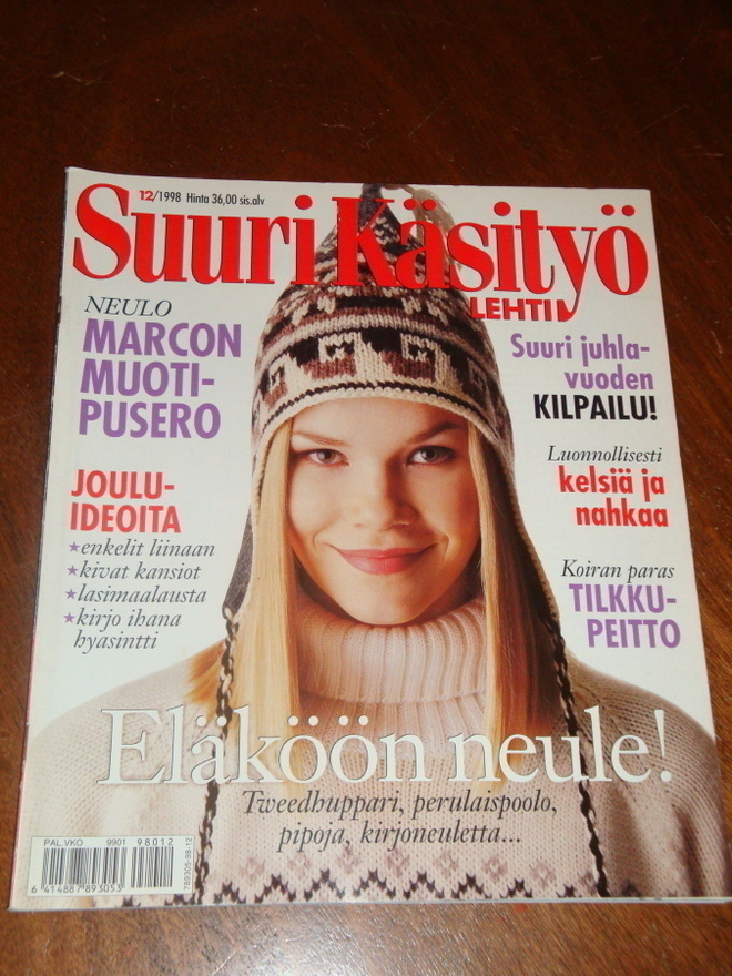 SUURI KÄSITYÖ -LEHTI  12 /1998 PERULAISPOOLO, KIRJONEULETTA