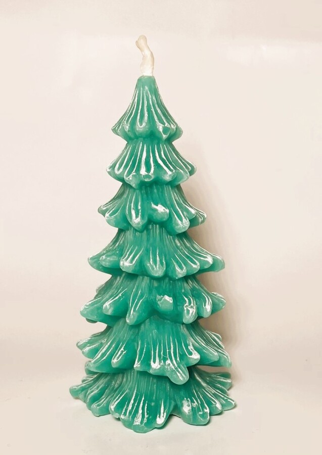 Mehiläisvahakynttilä kuusi  - vihreä/valkoinen-11 cm x 7 cm