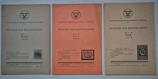 Studier och meddelanden julkaisut 1932-1935 7kpl