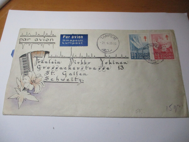1955 Tampere TUB lentokuori Sveitsiin