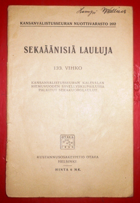 Sekaäänisiä lauluja   133.vihko  1936 1.p.