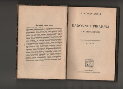 Doyle: Kadonnut pikajuna, Otava 1911, jsidos, K3, erit.harv.