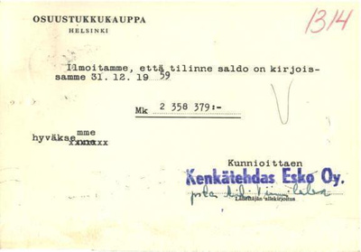 FIRMAKORTTI KENKÄTEHDAS ESKO OY JÄRVENPÄÄ