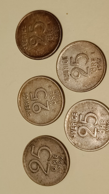 Ruotsi 25 ö 5 kpl hopia