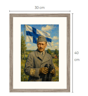 Uusi Mannerheim art print kehystetty 30 cm x 40 cm