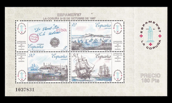 Espanja 2794-7BL30 ** Postimerkkinäyttely ESPAMER (1987)