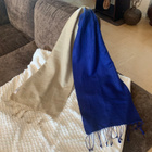 R&R sininen / beige pashmina huivi - pikkukuva 2