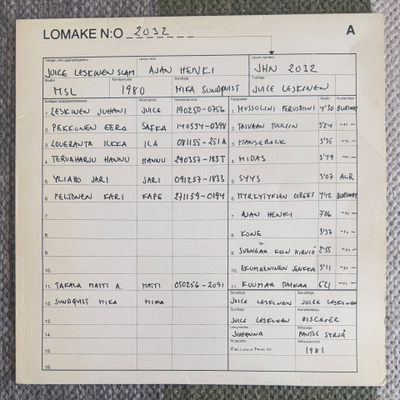 JUICE LESKINEN SLAM: Ajan Henki (LP) 1981