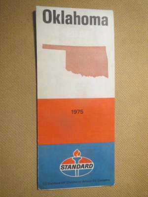 Vintage Oklahoma tiekartta 1975