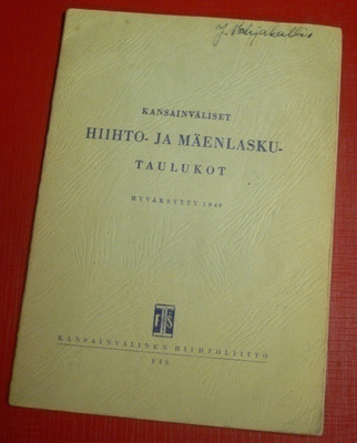 Kansainväliset hiihto- ja mäenlaskutaulukot  1949