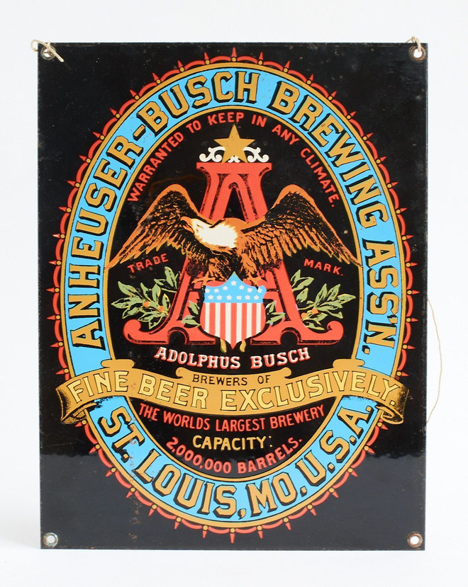 Anhauser-Busch panimoyhtiön emalimainos