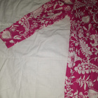 Uniikki ompelijan tekemä pitkähihainen mekko / pinkki-valkoi - pikkukuva 2