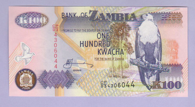 Zambia 100 Kwacha v.2008 UNC P-38g