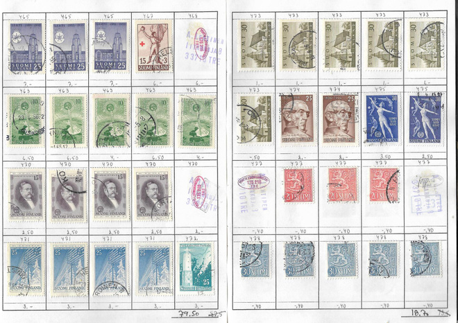 Suomi - Valintavihon sivuja 20kpl (noin 1956-1990)