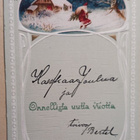 Ikkunakortti, pukki kuusen ja lahjojen kanssa, p. 1907 - pikkukuva 1