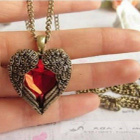 765 .. Retro Vintage Bronze Love Heart .. Kaulakoru - pikkukuva 5