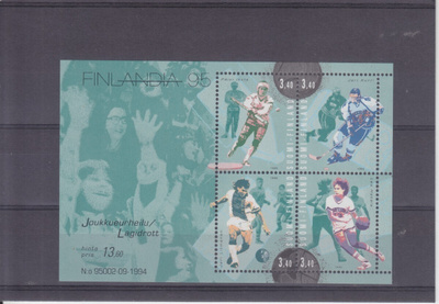 Finlandia 95 Joukkueurheilu blokki postituoreena