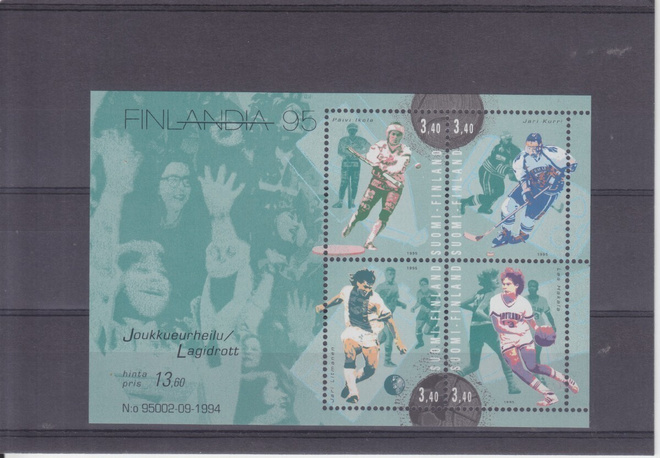 Finlandia 95 Joukkueurheilu blokki postituoreena