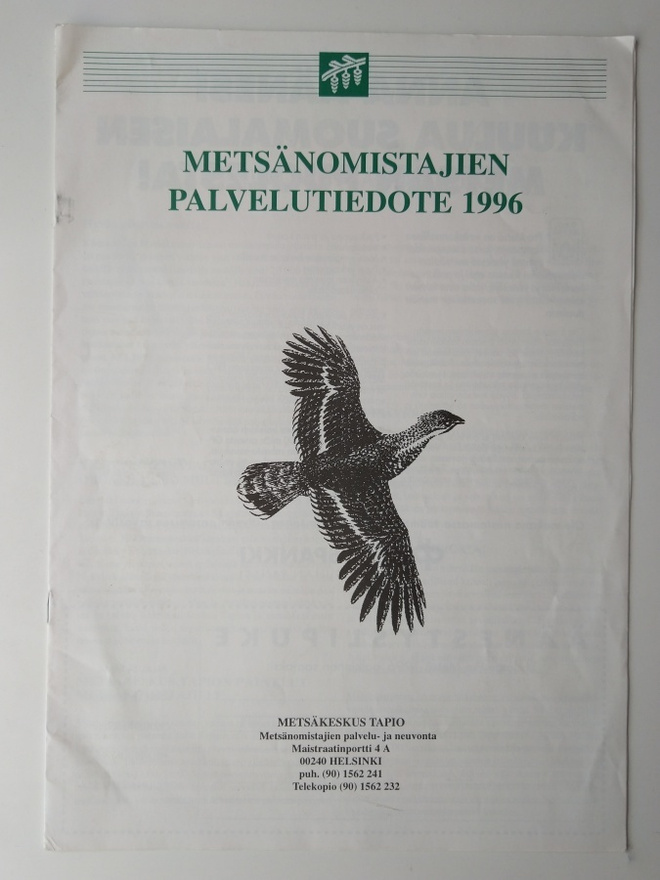 Tapio Metsänomistajien palvelutiedote 1996