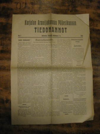 Karjalan Armeijakunnan Pääesikunnan tiedonannot 1918